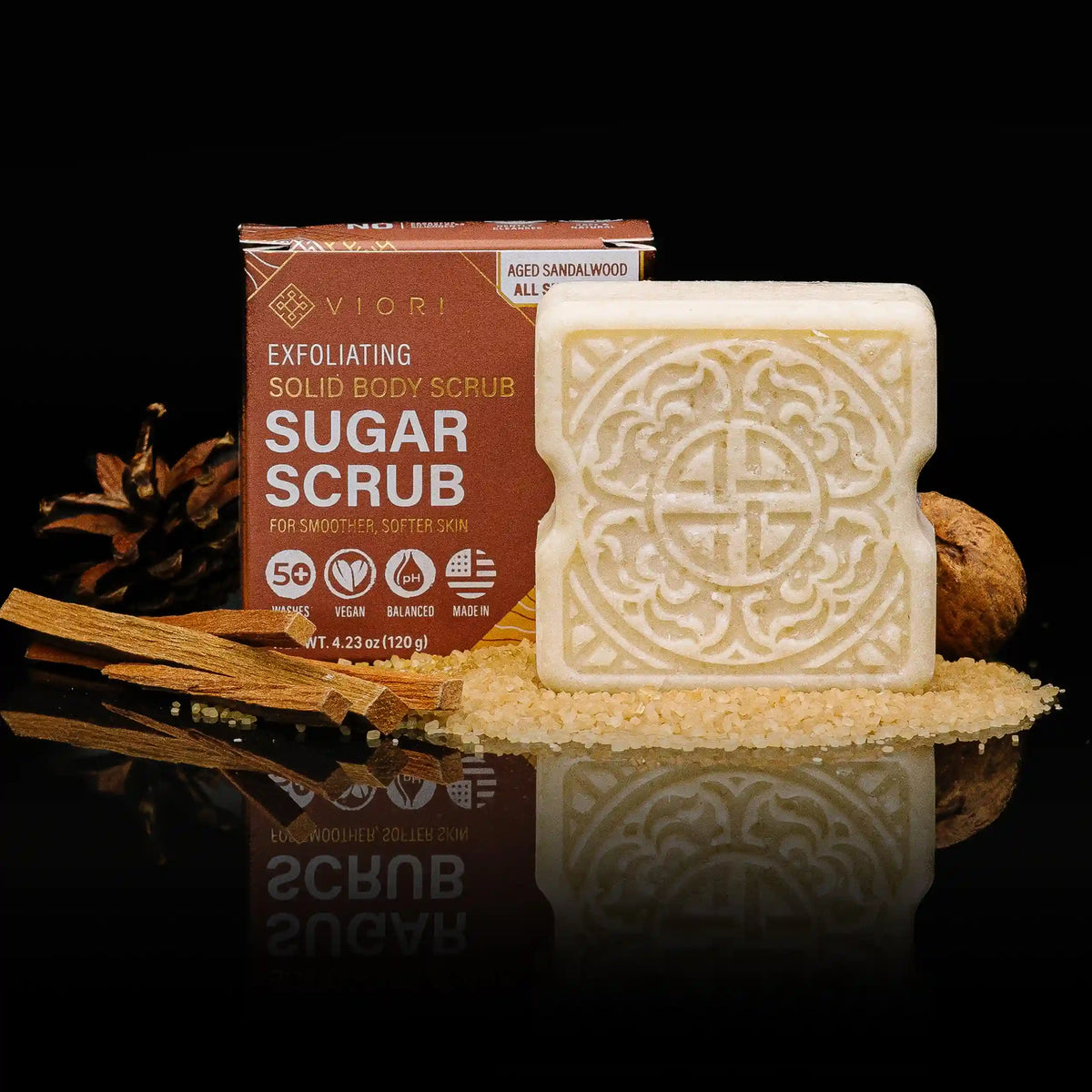 Men's Sandalwood Sugar Scrub Bar | VIORI